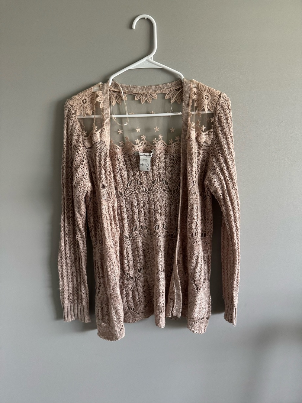 American Rag Women's Lace-Trim Open Front Sweater Cardigan